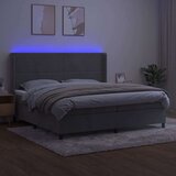  Krevet box spring s madracem LED svjetlosivi 200x200 cm baršun | shoptok.hr