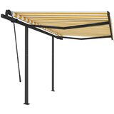 Maison Chic Ročno zložljiva tenda - Senčniki s stebrički 3,5x2,5 m rumena in bela, (22038145) Cene