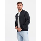 Ombre Men's lightweight bomber jacket with logo lining - navy blue