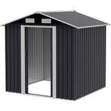 Outsunny Vrtna lopa 2,6m², pocinkana jeklena lopa za orodje z dvojnimi drsnimi vrati in 4 odprtinami za dovod zraka, 195,5x153x188cm, črna, (20753918) | Shoptok.si