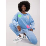Fashion Hunters Light blue velvet set with colorful flowers