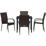 vidaXL 5-delni Vrtni Jedilni Set Rjava Poli Ratan | Shoptok.si