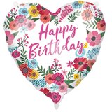 Procos Rojstnodarski folija balon – z napisom „Happy Birthday”, v obliki srca, z rožnatim vzorcem, 46 cm | Shoptok.si