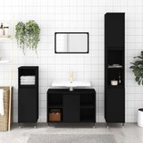vidaXL Kopalniška omarica črna 30x30x100 cm inženirski les | Shoptok.si