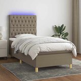  box spring s madracem LED smeđesivi 100x200 cm tkanina | shoptok.hr