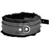 Kiotos Fluffy Inside Black Leather Collar Cene