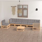  8-dijelna vrtna garnitura od masivne borovine s jastucima | shoptok.hr
