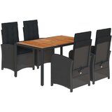  5-dijelni vrtni blagovaonski set s jastucima od poliratana crni | shoptok.hr