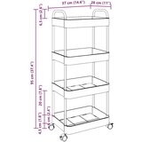 vidaXL Voziček za shranjevanje 4-nadstropna prozoren 37x28x95 cm akril | Shoptok.si
