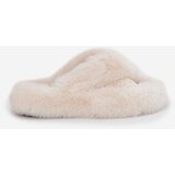 Boto Women's Fur Slippers On Thick Sole Light Beige Lavitera | shoptok.hr
