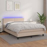  Krevet box spring madrac LED cappuccino 140x200cm umjetna koža | shoptok.hr