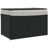  Košara za rublje s poklopcem crna 55,5x35x34 cm od poliratana | Eponuda.com