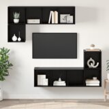 vidaXL Set TV komoda s pohranom 4 pcs Crni hrast 37 x 37 x 142.5 cm | shoptok.hr