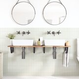  Zidna polica za umivaonik od čelika i masivnog bagremovog drva Smeđa 160 x 40 x 2 cm | Shoptok.si