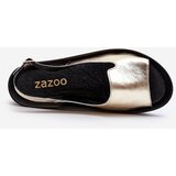 Zazoo 2893 Women's Leather Sandals on Thick Sole Gold | shoptok.hr
