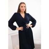 Kesi Włoski Dress tied with a pleated hem navy blue Cijene