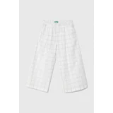 United Colors Of Benetton Otroške lanene hlače bela barva