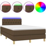  s oprugama i madracem LED tamnosmeđi 120x190 cm tkanina | shoptok.hr