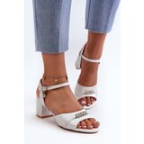 Kesi Women's high-heeled eco-leather sandals with silver Narhi embellishments | shoptok.hr
