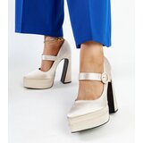Gemre Light beige pumps on a high block heel Mikea | shoptok.hr