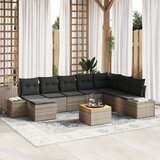 vidaXL 9-dijelni vrtni sofa set s jastucima sivi poli ratan akacija Cijene