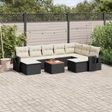 vidaXL 10-dijelni set vrtnih sofa s jastucima crni od poliratana | shoptok.hr