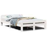  Posteljni okvir brez vzmetnice bel 135x190 cm trdna borovina, (21528867) | Shoptok.si