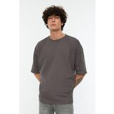 Trendyol Anthracite Men's Basic 100% Cotton Crew Neck Oversized Short Sleeved T-Shirt Cene