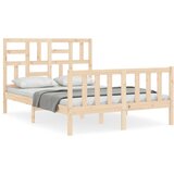 The Living Store Posteljni okvir z vzglavjem 120x200 cm trden les - Posteljni Okvir, (21523544) | Shoptok.si