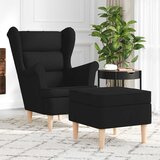  Fotelja od tkanine s tabureom crna | shoptok.hr