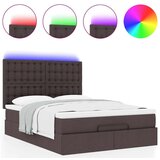  Otomanska postelja z vzmetnico & LEDs rjav 140x190 cm blago, (22011971) | Shoptok.si