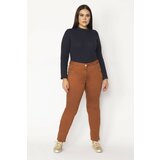 Şans Women's Plus Size Cinnamon Lycra Gabardine Fabric 5 Pocket Trousers Cene