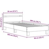  Postelja z LED lučmi Črna Hrast 90x200 cm Umetni les, (22008417) | Shoptok.si