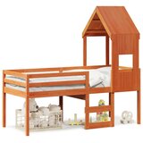 vidaXL Visoka postelja s streho voščeno rjava 90x190 cm trdna borovina Cene