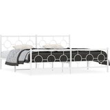  The Living Store Kovinski posteljni okvir z vzglavjem in vznožjem bel 200x200 cm - Posteljni Okvir, (21500834) Cene