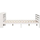 vidaXL Posteljni okvir z vzglavjem bel 150x200 cm trdna borovina | Shoptok.si