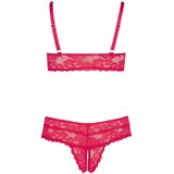 Cottelli Plus Size - set grudnjaka od meke čipke (crveni) - 3XL | shoptok.hr