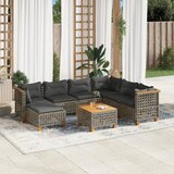 Maison Chic Seti vrtnega pohištva - Vrtna garnitura - Vrtni pohištvo set 8-delna z blazinami siv poli ratan, (21798286) | Shoptok.si