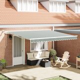 vidaXL Avtomatska Retraktibilna Tenda z LED Zelena in Bela 400x300 cm, Tenda za Zamenjavo Tkanine za 4x3 m Okvir Zelena in Bela | Shoptok.si