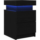 vidaXL Nočna omarica z LED lučmi 2 kosa Črna hrast 35x39x55 cm, (22008205) | Shoptok.si