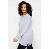 Trendyol Curve Plus Size Sweatshirt - Grau - Regular fit Cene