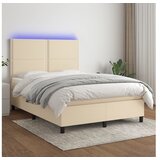 vidaXL Krevet box spring s madracem LED krem 140x190 cm od tkanine Cijene