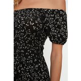 Trendyol Black Carmen Collar Printed Ribbed Knitted Dress | ePonuda.com