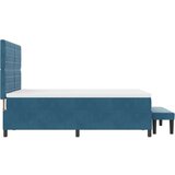 Box Spring Krevet s Madracem i Klupom Tamno Plavi 160x200 cm Baršun | shoptok.hr