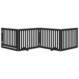 vidaXL Ograda za pse z vrati zložljiva 4 paneli črna 320 cm topolovina | Shoptok.si