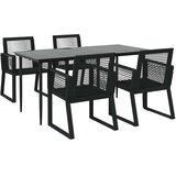  5-dijelni vrtni blagovaonski set od PVC ratana crni | shoptok.hr