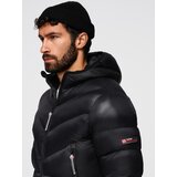 Ombre Men's long quilted jacket with large pockets - beige | shoptok.hr