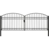 vidaXL Dvojna vrata za ograjo zaobljena jeklo 400x150 cm črna | Shoptok.si