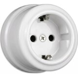  Elhard - Dvostruka zidna keramička retro utičnica sa okvirom SCHUKO 230V bela | Eponuda.com