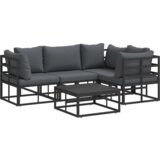 vidaXL Vrtna sedežna garnitura 5 pcs Črna 70 x 70 x 32 cm Aluminij | Shoptok.si